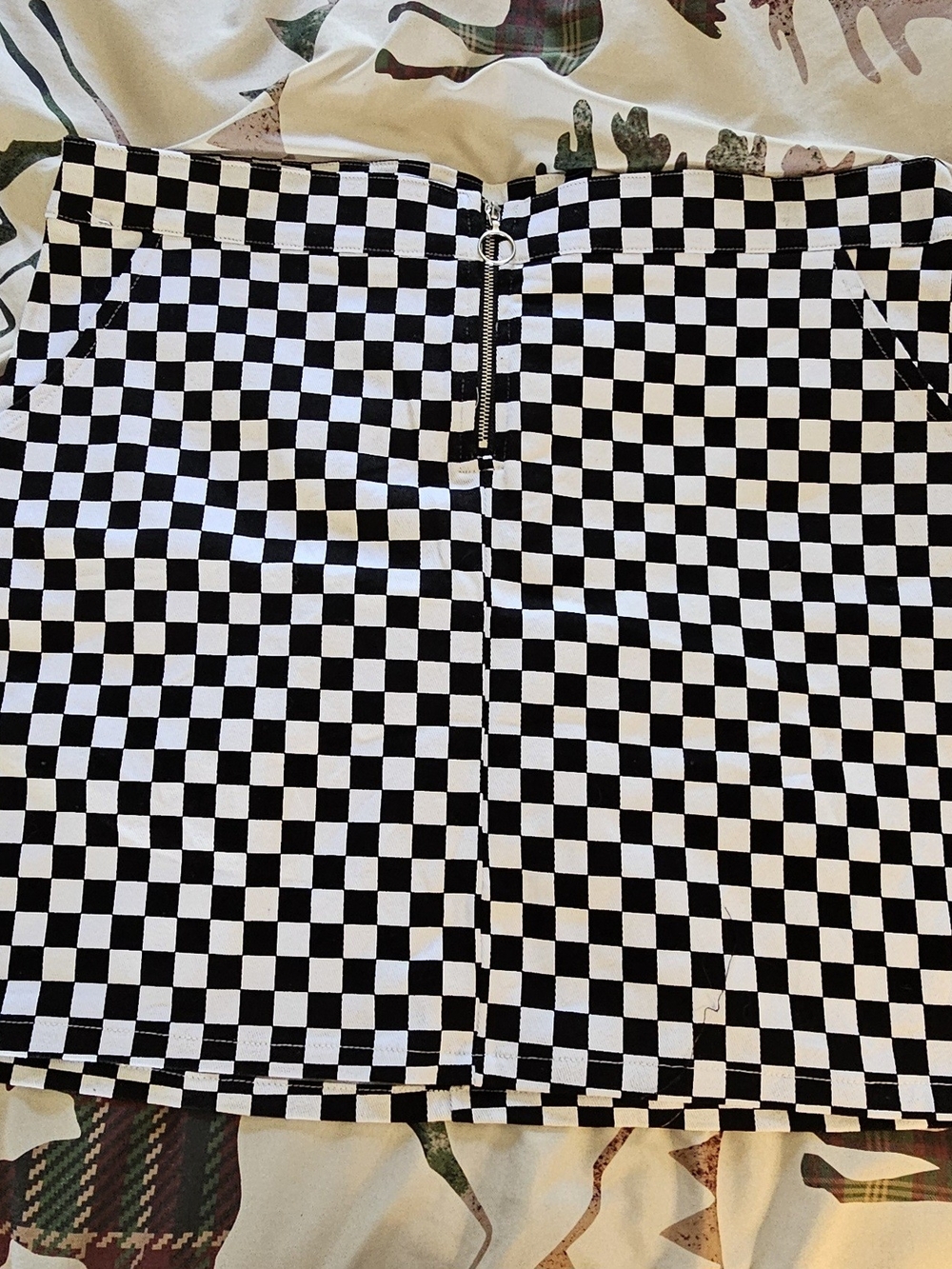 Justify Black and White Checkerboard Mini Skirt